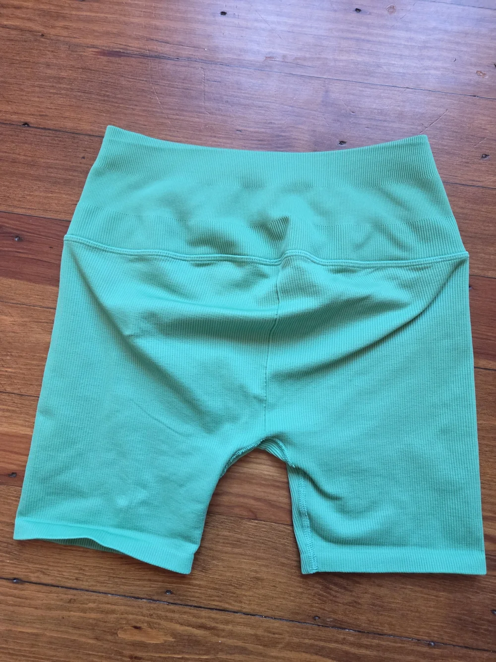 ALO Yoga High-Waist Ribbed Bike Shorts - Green Sz Small